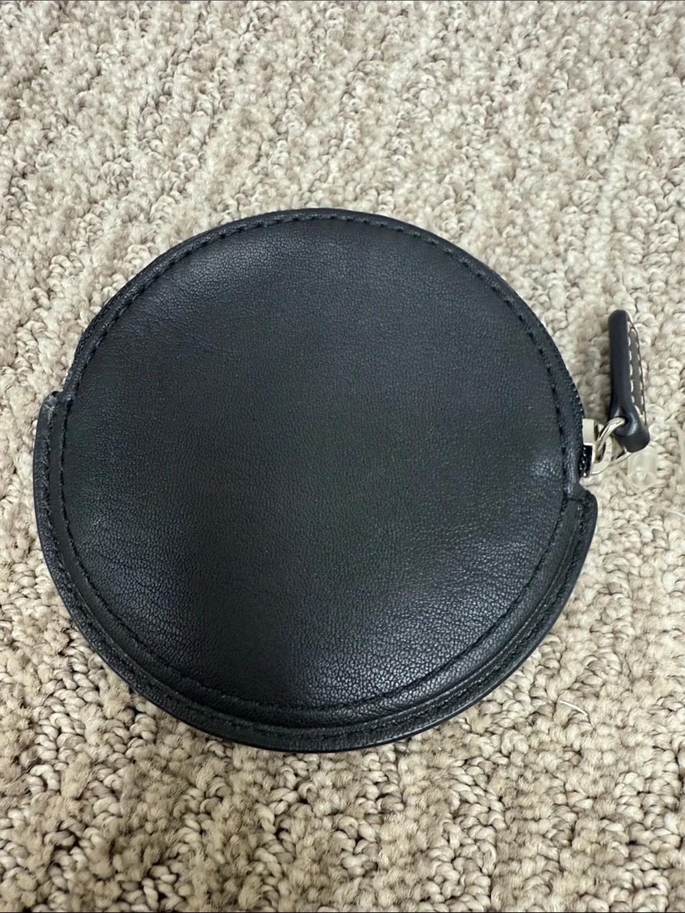 Vintage Coach Black Round Leather Mini Pouch with Zipper